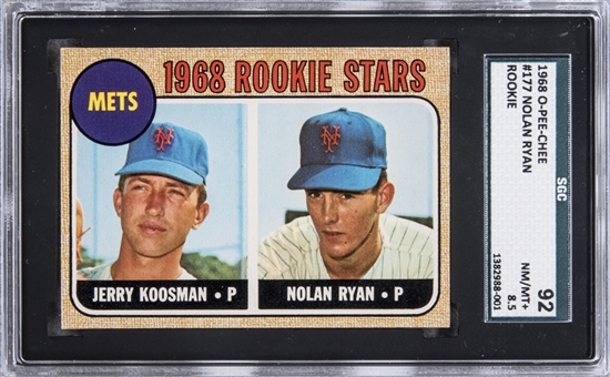 1968 O-Pee-Chee #177 Nolan Ryan Rookie Card – SGC 92 NM/MT+ 8.5 "1 of 1!"
